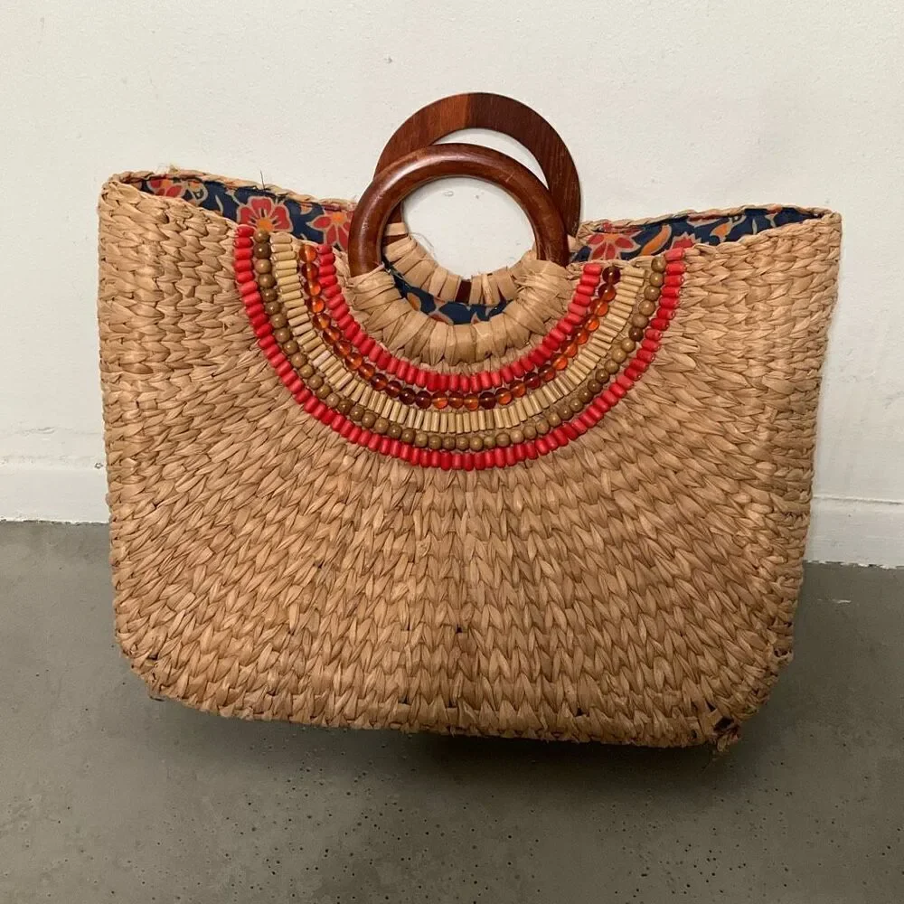Nordstrom Beaded Straw Summer Bag
